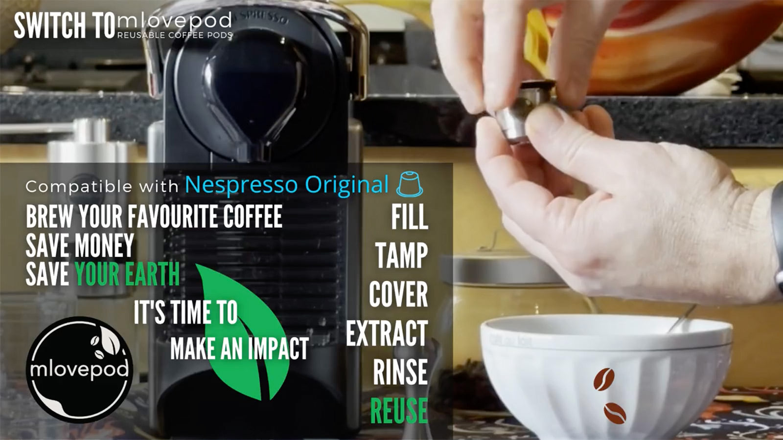 Brewing with OnePod for Nespresso Reusable Coffee Capsule by mlovepod